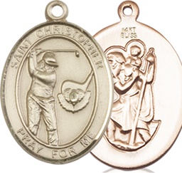 [8506KT] 14kt Gold Saint Christopher Golf Medal