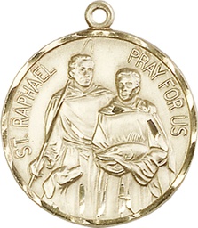 [0409KT] 14kt Gold Saint Raphael Medal