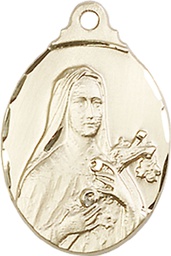 [0599TKT] 14kt Gold Saint Theresa Medal