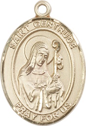 [8219KT] 14kt Gold Saint Gertrude of Nivelles Medal