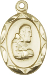 [0612PIKT] 14kt Gold Saint Pio of Pietrelcina Medal