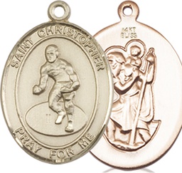 [8508KT] 14kt Gold Saint Christopher Wrestling Medal