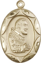 [0801PIKT] 14kt Gold Saint Pio of Pietrelcina Medal