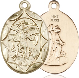 [0801RKT] 14kt Gold Saint Michael the Archangel Medal