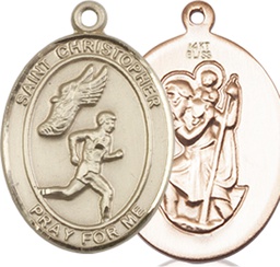 [8509KT] 14kt Gold Saint Christopher Track&amp;Field Medal