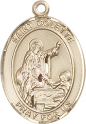 [8268KT] 14kt Gold Saint Colette Medal