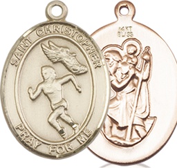 [8510KT] 14kt Gold Saint Christopher Track&amp;Field Medal