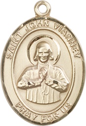 [8282KT] 14kt Gold Saint John Vianney Medal
