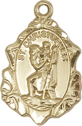 [0822CKT] 14kt Gold Saint Christopher Medal