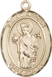 [8293KT] 14kt Gold Saint Aedan of Ferns Medal