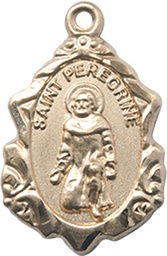 [0822PKT] 14kt Gold Saint Peregrine Medal