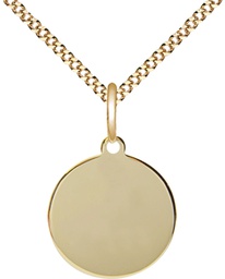 [6222GF/18G] 14kt Gold Filled Plain Disc Pendant on a 18 inch Gold Plate Light Curb chain