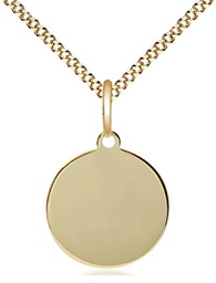 [6222GF/18G] 14kt Gold Filled Plain Disc Pendant on a 18 inch Gold Plate Light Curb chain