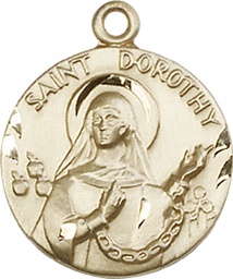 [0827KT] 14kt Gold Saint Dorothy Medal