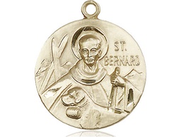 [0836KT] 14kt Gold Saint Bernard of Monjoux Medal