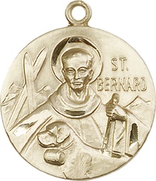 [0836KT] 14kt Gold Saint Bernard of Monjoux Medal