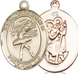 [8512KT] 14kt Gold Saint Christopher Dance Medal