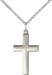 [6252SS/18SS] Sterling Silver Cross Pendant on a 18 inch Sterling Silver Light Curb chain