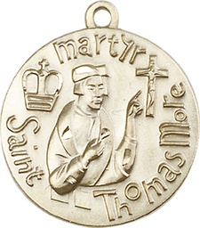 [0957KT] 14kt Gold Saint Thomas More Medal