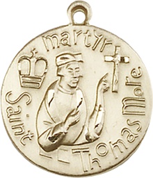 [0958KT] 14kt Gold Saint Thomas More Medal