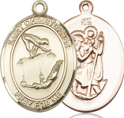 [8513KT] 14kt Gold Saint Christopher Gymnastics Medal