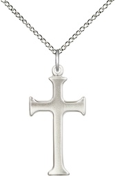 [6256SS/18SS] Sterling Silver Cross Pendant on a 18 inch Sterling Silver Light Curb chain