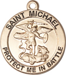 [1170KT] 14kt Gold Saint Michael Guardian Angel Medal