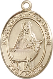 [8336KT] 14kt Gold Saint Catherine of Sweden Medal