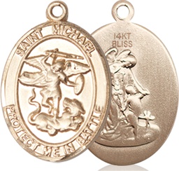 [1172KT] 14kt Gold Saint Michael Guardian Angel Medal