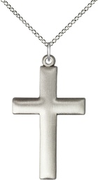 [6257SS/18SS] Sterling Silver Cross Pendant on a 18 inch Sterling Silver Light Curb chain