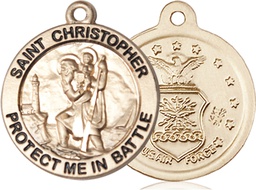 [1174KT1] 14kt Gold Saint Christopher Air Force Medal