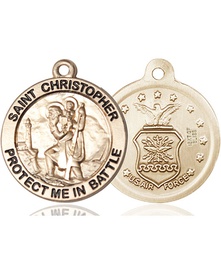 [1174KT1] 14kt Gold Saint Christopher Air Force Medal