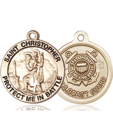 [1174KT3] 14kt Gold Saint Christopher Coast Guard Medal