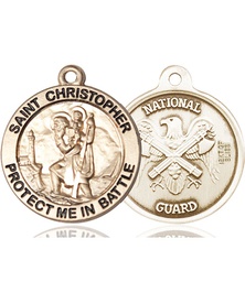 [1174KT5] 14kt Gold Saint Christopher National Guard Medal