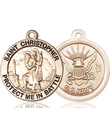 [1174KT6] 14kt Gold Saint Christopher Navy Medal