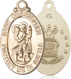 [1175KT1] 14kt Gold Saint Christopher Air Force Medal