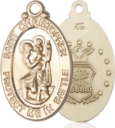 [1175KT1] 14kt Gold Saint Christopher Air Force Medal