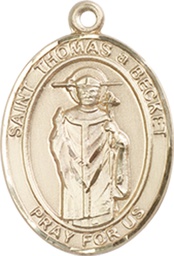 [8344KT] 14kt Gold Saint Thomas A Becket Medal