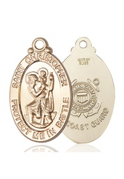 [1175KT3] 14kt Gold Saint Christopher Coast Guard Medal
