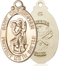 [1175KT5] 14kt Gold Saint Christopher National Guard Medal