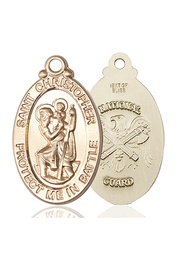 [1175KT5] 14kt Gold Saint Christopher National Guard Medal