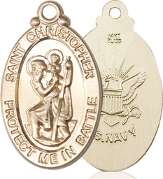 [1175KT6] 14kt Gold Saint Christopher Navy Medal