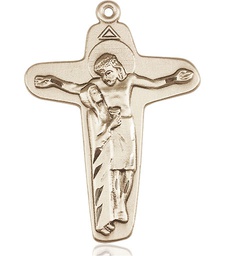 [6261KT] 14kt Gold Sorrowful Mother Crucifix Medal