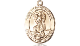 [1176KT] 14kt Gold Saint Christopher Medal