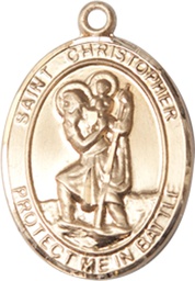 [1176KT] 14kt Gold Saint Christopher Medal