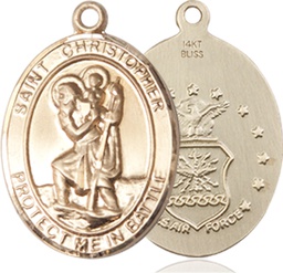 [1176KT1] 14kt Gold Saint Christopher Air Force Medal