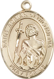 [8353KT] 14kt Gold Saint Adrian of Nicomedia Medal