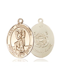 [1176KT3] 14kt Gold Saint Christopher Coast Guard Medal
