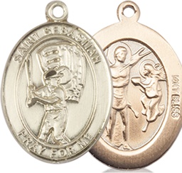 [8600KT] 14kt Gold Saint Sebastian Baseball Medal