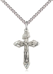 [6262SS/18S] Sterling Silver Crucifix Pendant on a 18 inch Light Rhodium Light Curb chain